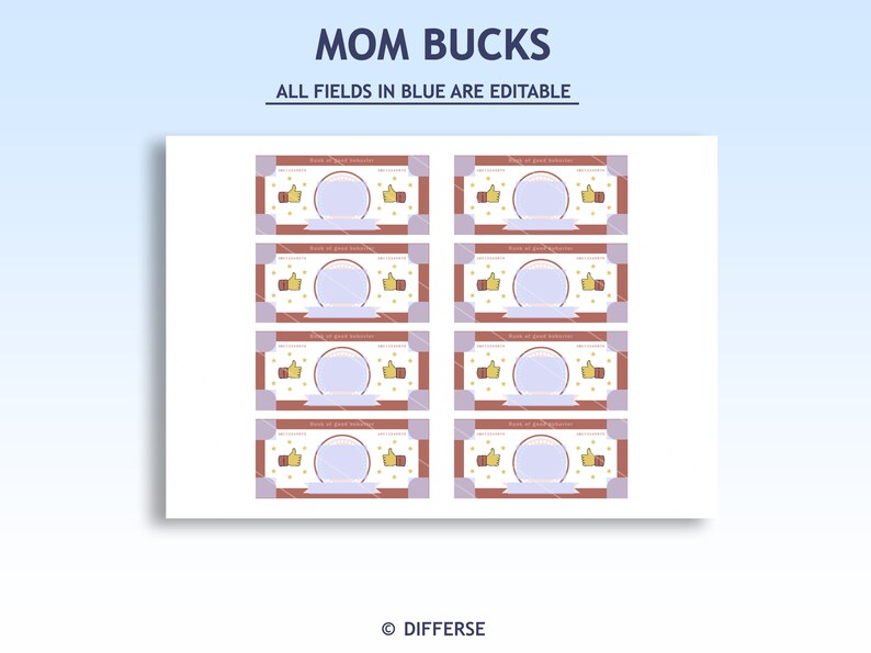 Editable Mom Bucks | PDF Reward System for Kids | Behavior Bucks ...