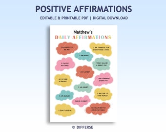 Poster di affermazione per bambini / Affermazione positiva / Arte murale di affermazione / Affermazione "Io sono" / Poster di amore per se stessi / Poster motivazionale / Decorazione