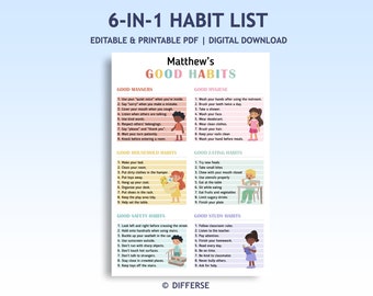 Alles-in-één gewoontetabel | Goede gewoonten | Gedragstabel | Manieren voor kinderen | Hygiënechecklist | Takenschema | Tafelmanieren | Klaslokaalregels