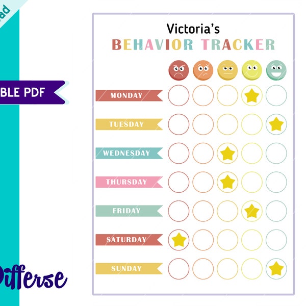 Behavior Sticker Chart | Behavior Tracker | Behavior Chart For Kids | Kids Behavior Chart | Behavior Reward Chart | Good Behavior Chart