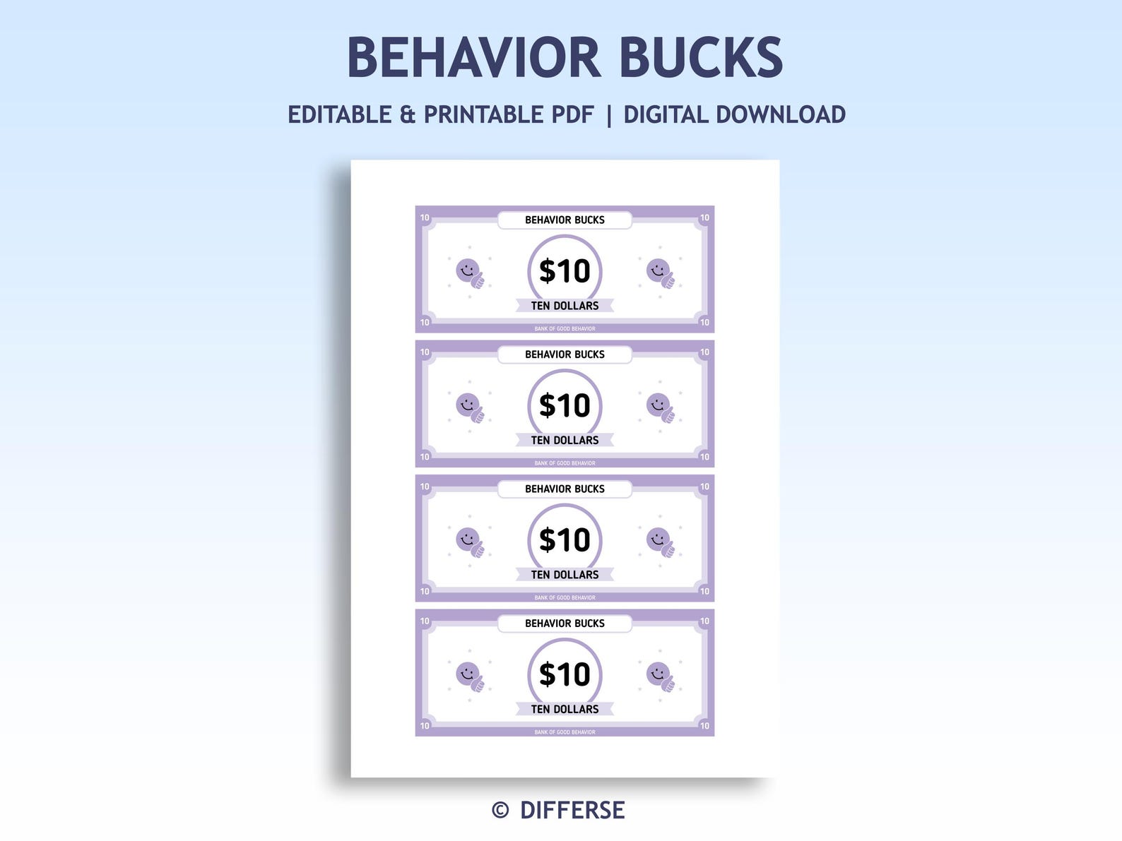 Behavior Menu Reward System for Kids | Mom Bucks | Play Reward Money ...