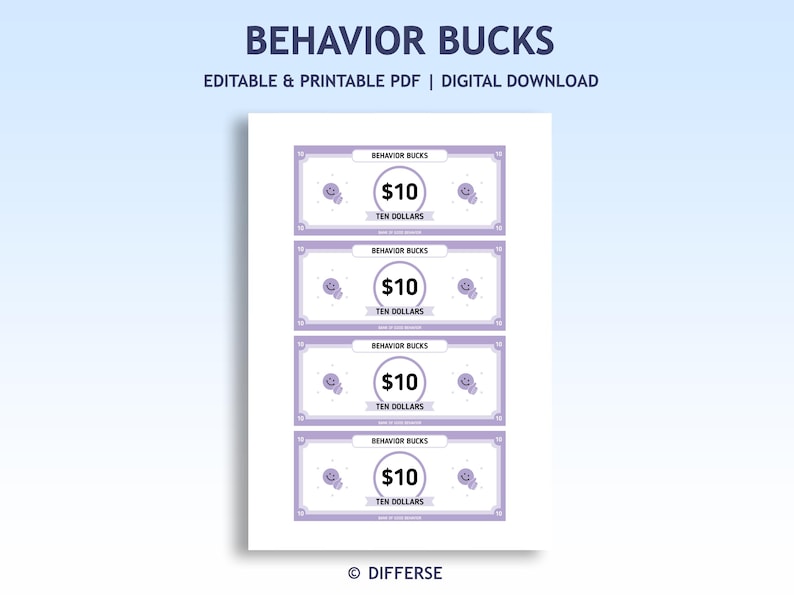 Behavior Menu Reward System for Kids | Mom Bucks | Play Reward Money ...