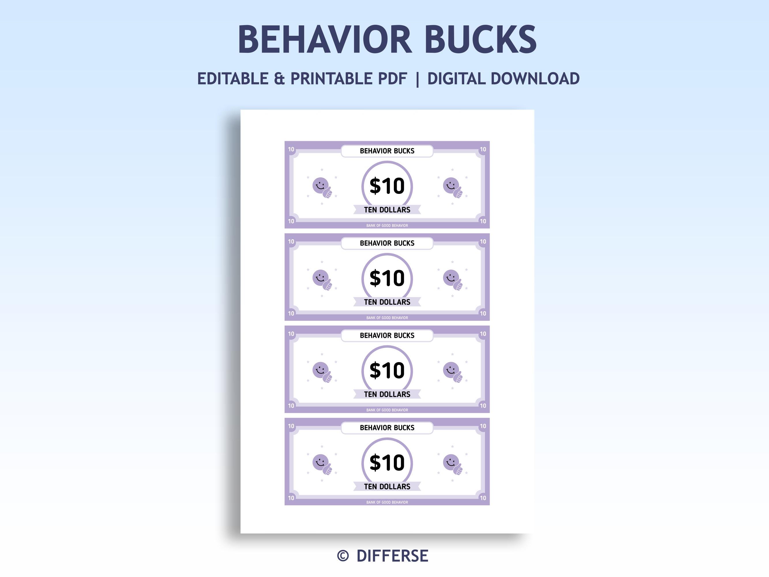 Behavior Menu Reward System for Kids | Mom Bucks | Play Reward Money ...