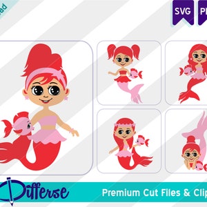 Set of 5 Cute Mermaids | Mermaid Clipart | Mermaid Clip art | Princess PNG | Mermaid Digital Download | Baby Mermaid | Mermaid Bundle
