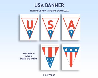 USA Banner Printable | Patriotic Classroom Decor | American Flag Banner | 4th of July Classroom Decor | Coloring Banner | USA Flag Printable