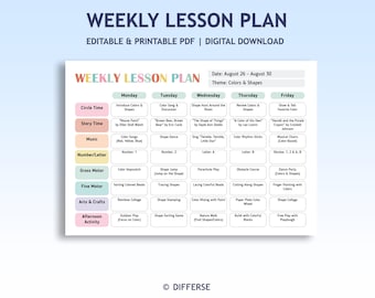 Weekly Lesson Plan | Class Schedule | Classroom Schedule | PreK Lesson Plan | Editable Lesson Plan | Weekly Class Routine