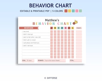 Behavior Chart For Kids | Behavior Chart | Behavior Reward Chart | Printable Behavior Chart | Good Behavior Chart | Classroom Behavior Chart