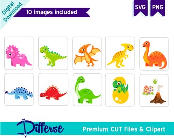 9 Cute Dinosaurs SVG | SVG Cut File & PNG | Dinosaurs Bundle svg | Dinosaurs Set svg | Dinosaurs clipart | Cute Dinos