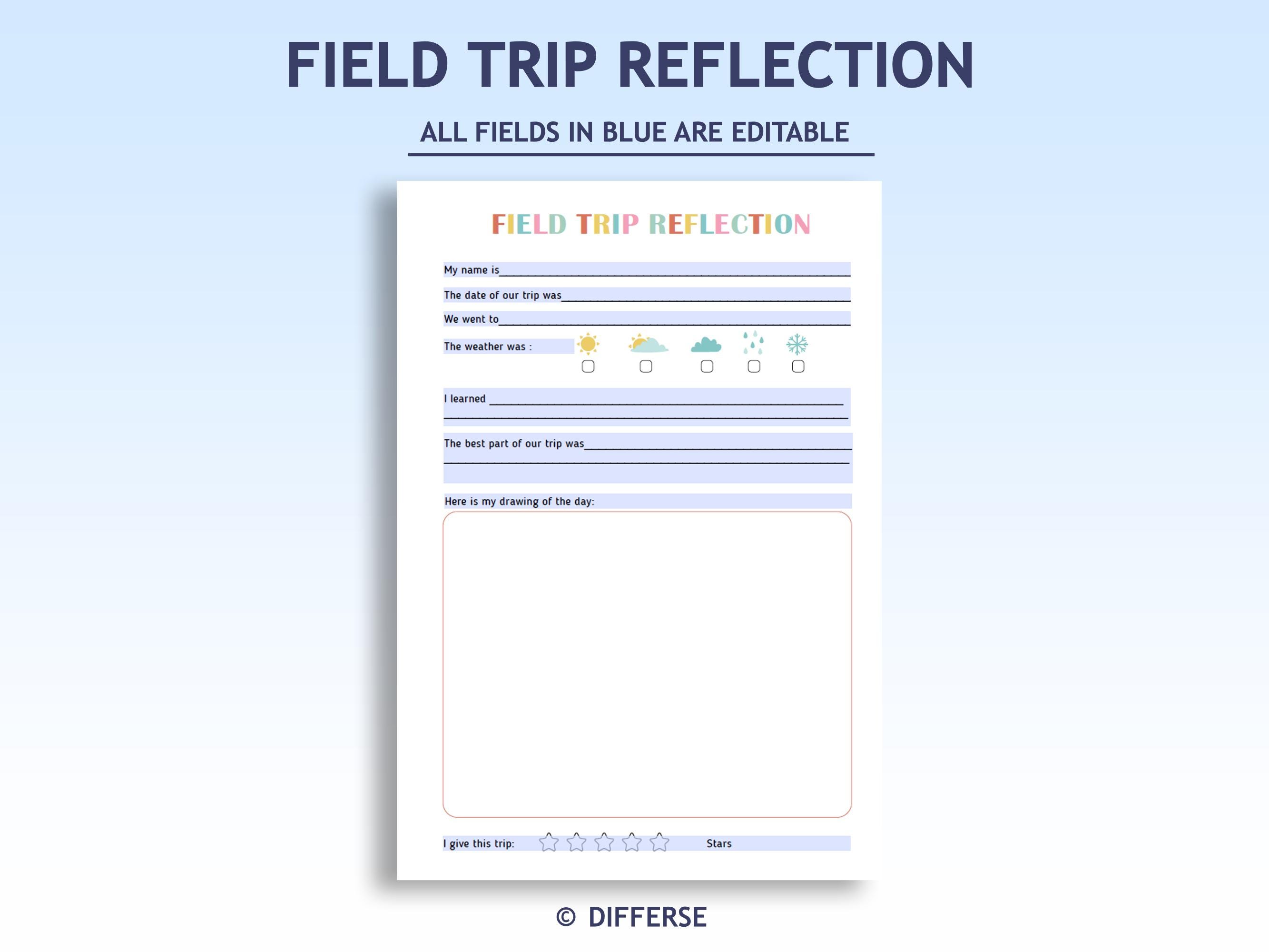 Editable Field Trip Reflection Worksheet | Reflection Sheet | Field ...