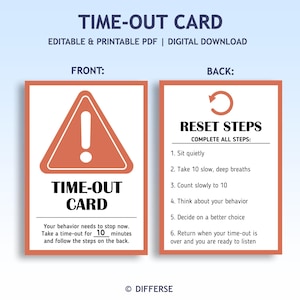 Carte de temps mort | Carte de comportement | Carte Calmez-vous | Gestion du comportement | Comportement des élèves | Réflexion sur le comportement | Régulation émotionnelle