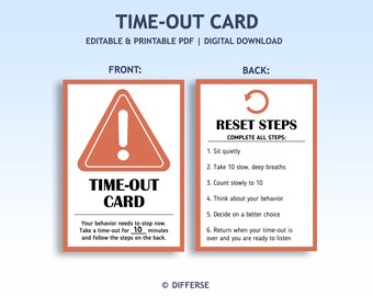 Time Out Card | Behavior Card | Calm Down Card | Behavior Management | Student Behavior | Behavior Reflection | Emotional Regulation