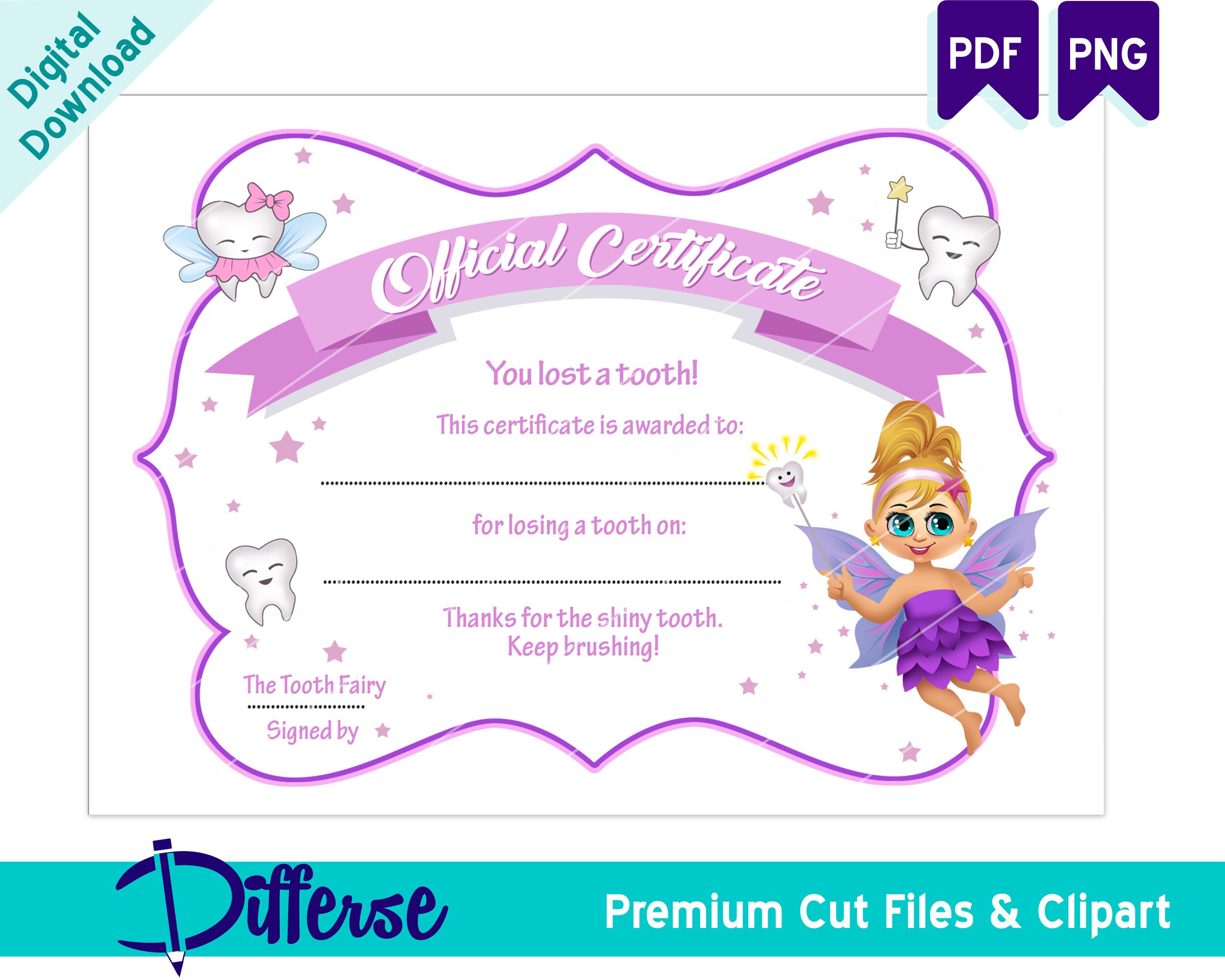 Tooth Fairy Certificate for Little Girls Lost Tooth Etsy Tooth Fairy Certificate for Little Girls Lost Tooth Etsy