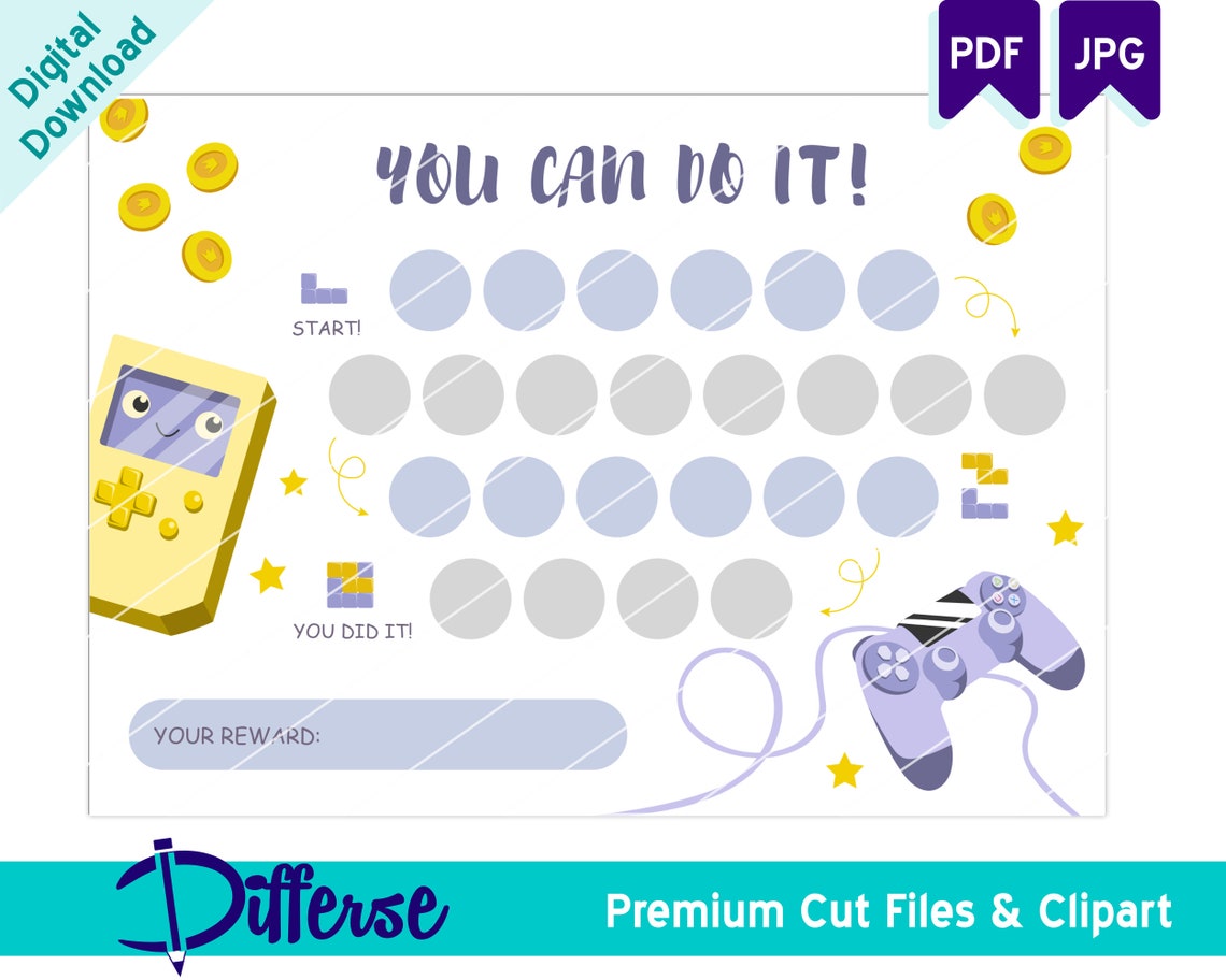 Printable Gaming Reward Chart for Kids Behavior Chart Kids Etsy