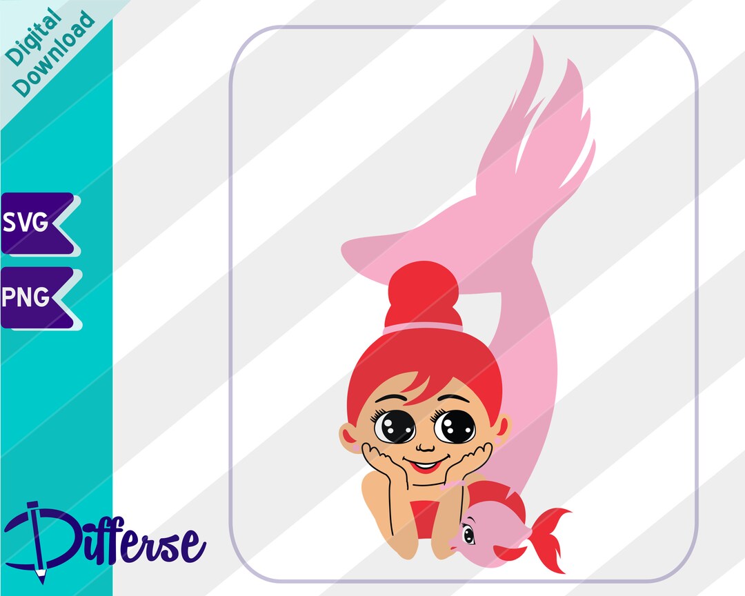 Cute Baby Mermaid | SVG Cut File & PNG | Cute Mermaid Clipart ...
