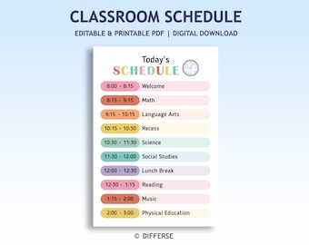 Classroom Schedule | Editable Daily Schedule | Daycare Schedule List | Homeschool Daily Planner | Daily Routine | Homeschool To Do Schedule
