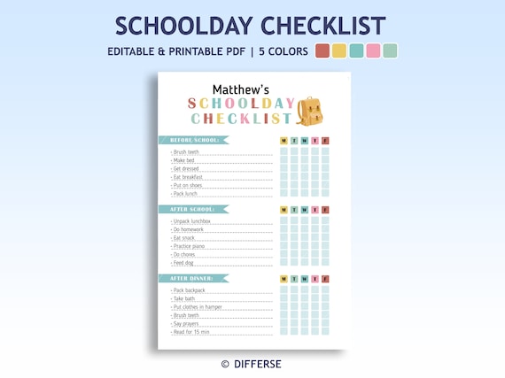 Editable Daily Routine Chart For Kids | Chore Chart For Kids | Daily Checklist | Kids Planner | Editable Chore Chart For Kids PDF