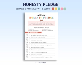 Kids Honesty Pledge | Tell the Truth | Behavior Correction Chart | Good Behavior | Behavior Management | Calm Down Corner  | Therapy Tool