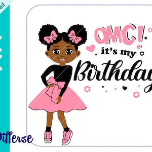 C'est mon anniversaire SVG | Fichier de coupe SVG & PNG | Noir anniversaire fille svg | Petite fille noire svg | Svg de mélanine | Chemise d'anniversaire fille noire svg