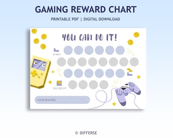 Printable Gaming Reward Chart For Kids | Behavior Chart | Kids Game Chore Chart | Potty Training Chart | A4 JPG and PDF | Digital Download