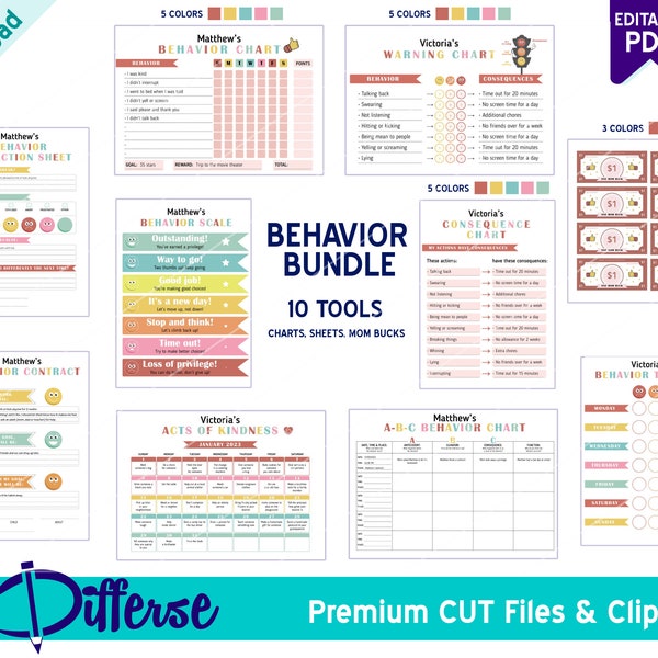 Behavior Bundle For Kids | Consequence Chart | Behavior Contract | Behavior Reflection | ABC Behavior Chart | Acts of Kindness Calendar