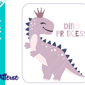 Niedliche Prinzessin T-Rex SVG | SVG-Schnittdatei & PNG | Prinzessin Dinosaurier Geburtstag svg | Mädchen Dinosaurier svg | Dinosaurier für Mädchen Tshirt | Trex Clipart