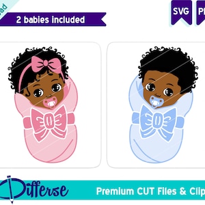 Niño o niña SVG / SVG Cut File & PNG / Black Baby Gender Reveal svg / Afro Gender Reveal Babies svg / Baby svg / Género Anuncio png