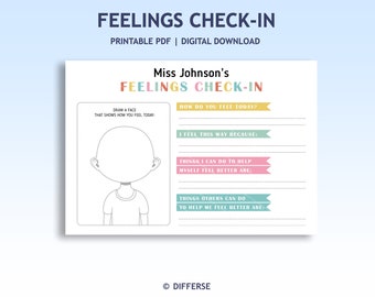 Feelings Check In | Wellness Check In | Coping Skills | How Are You Feeling | Feelings Journal | Kids Mental Health | Worksheet for kids