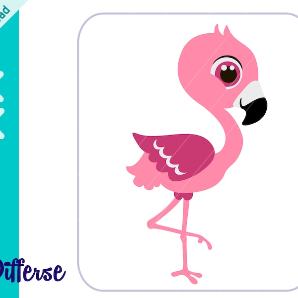 Cute Baby Flamingo SVG | SVG Cut File & PNG | Flamingo svg | Baby Safari Animal | Baby Jungle Animal png | Jungle Animal svg | Baby Flamingo