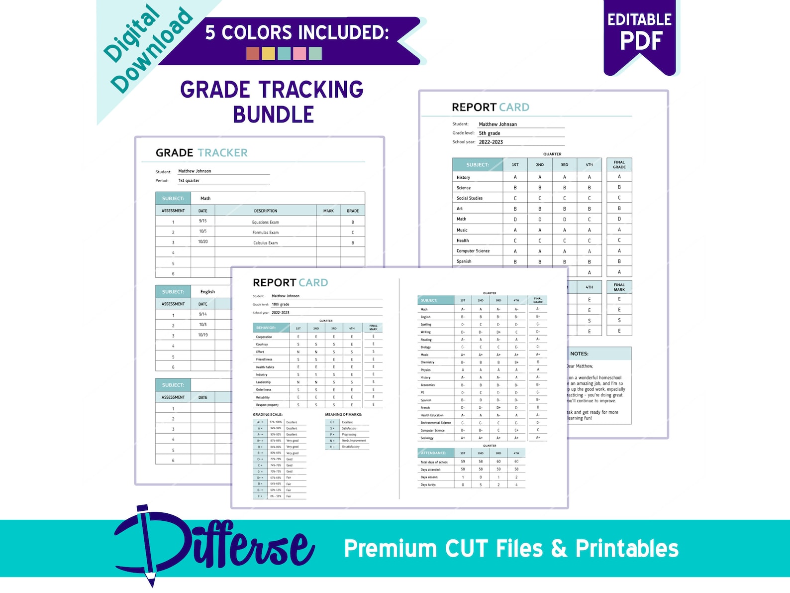 Homeschool Grade Tacker Bundle | Report Card | Grade Tracker | Grade ...