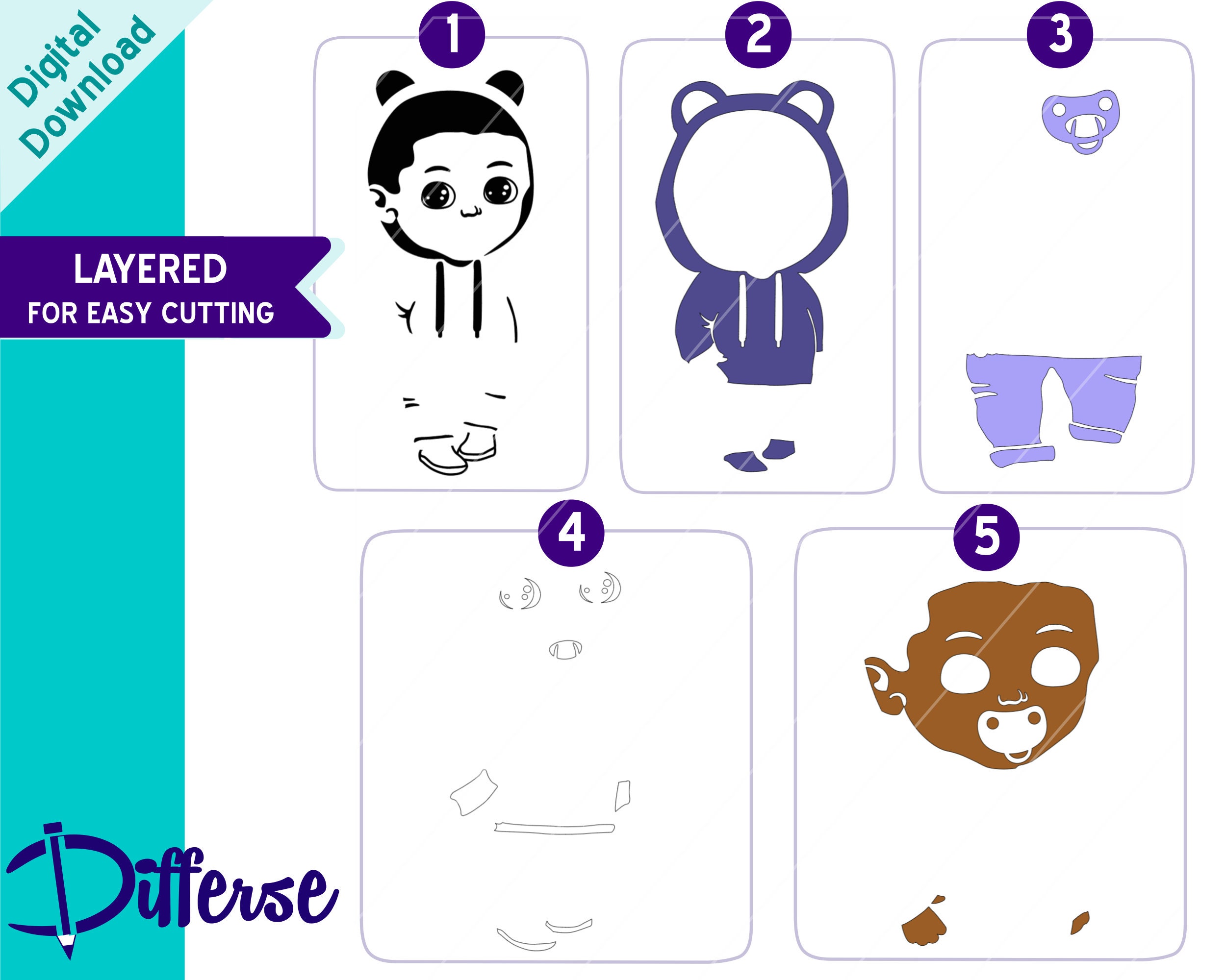 Black Baby Boy Wearing a Hoodie | SVG Cut File & PNG | African American ...