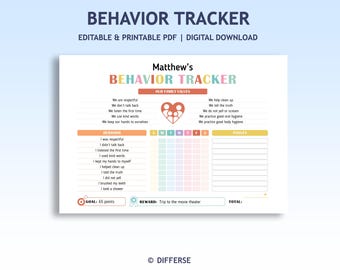 Rastreador de comportamiento / Tabla de comportamiento / Valores familiares / Reglas de la casa / Lista de verificación de comportamiento / Comportamiento diario / Tabla de recompensas / Tabla de buen comportamiento