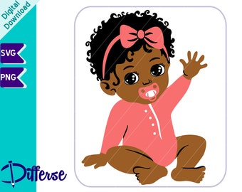 Cute Black Baby Girl SVG | SVG Cut File & PNG | Black Baby Girl svg | Baby Princess svg | Black Girl svg | Afro Baby svg | Melanin png