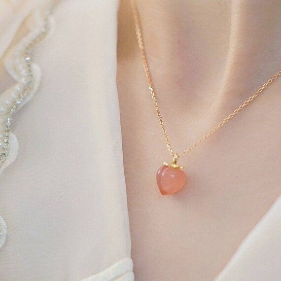 Beautiful Peach Fruit Necklace Gold 