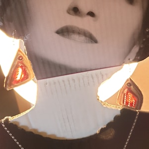 Ohrringe Upcycling aus Fahrradreflektoren und Pappe, Unikat