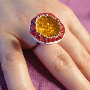 Fingerring "stay bright" Upcycling Schmuck aus Reflektor Handmade jewelry Unikat