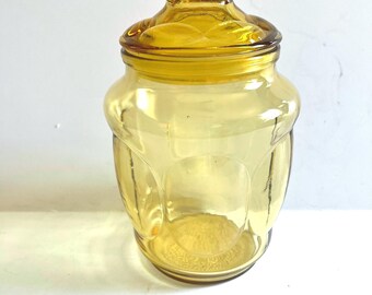 L.E. Smith Apothecary Candy Canister Jar in Honey Amber