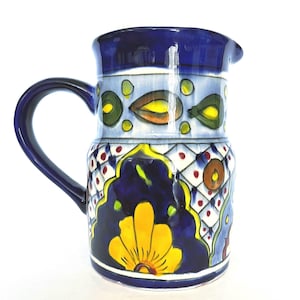 Hand painted Talavara Mexican Pottery Pitcher