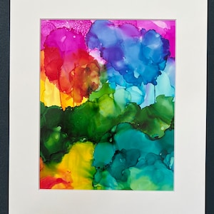 8 by 10 inch Original Alcohol Ink, &quot;Cotton Candy Rain Clouds&quot;