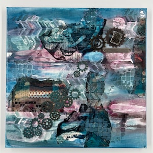 12 by 12 inch Original Mixed Media Canvas, &quot;Imagine the Possibilities&quot;