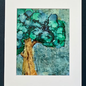 8 by 10 inch Original Alcohol Ink painting “The Wishing Tree”
