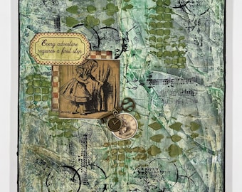 11 by 14 Original Mixed Media Canvas, “Alice’s First Step”