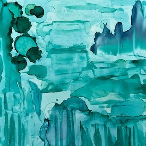 8 by 10 inch Original Alcohol Ink “Emerald City in the Sky”