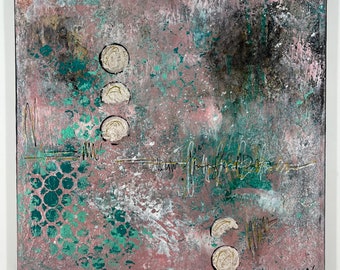 12 by 12 inch Original Mixed Media Abstract Canvas "Dust of the Moon”