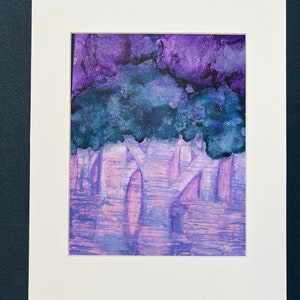 8 by 10 inch Original Alcohol Ink painting, “Forest Escape”