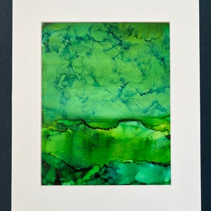 8 by 10 inch Original Alcohol Ink, &quot;Emerald Forest”