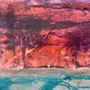 10 by 20 inch Original Mixed Media Abstract Landscape Canvas &quot;The Sea is Calling”