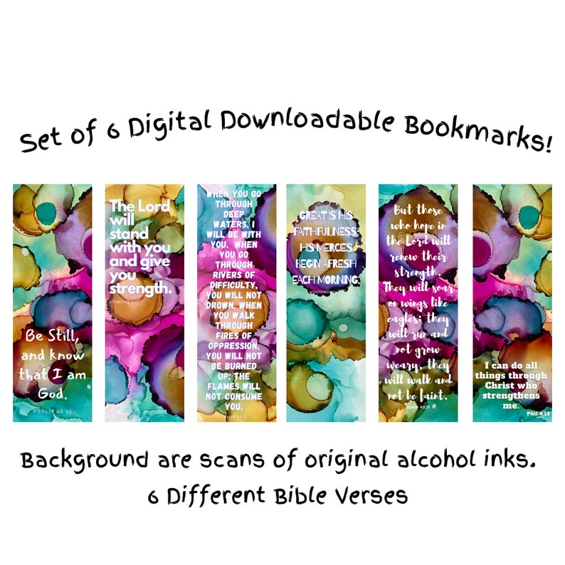 Alcohol Ink Digital Download Bookmarks, Abstract, Bible Verses - Etsy