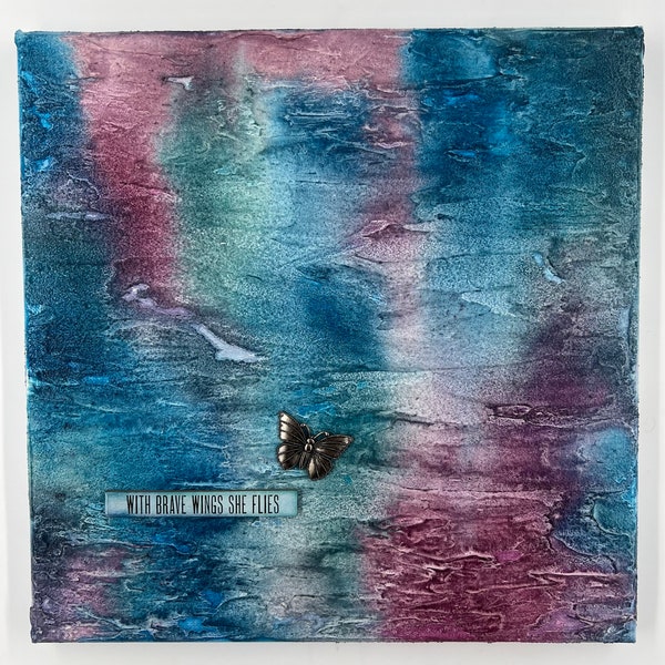 12 by 12 inch Original Mixed Media. "She Flies"