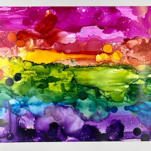 20 by 30 inch Original Alcohol Ink “Catching Sugarcane”