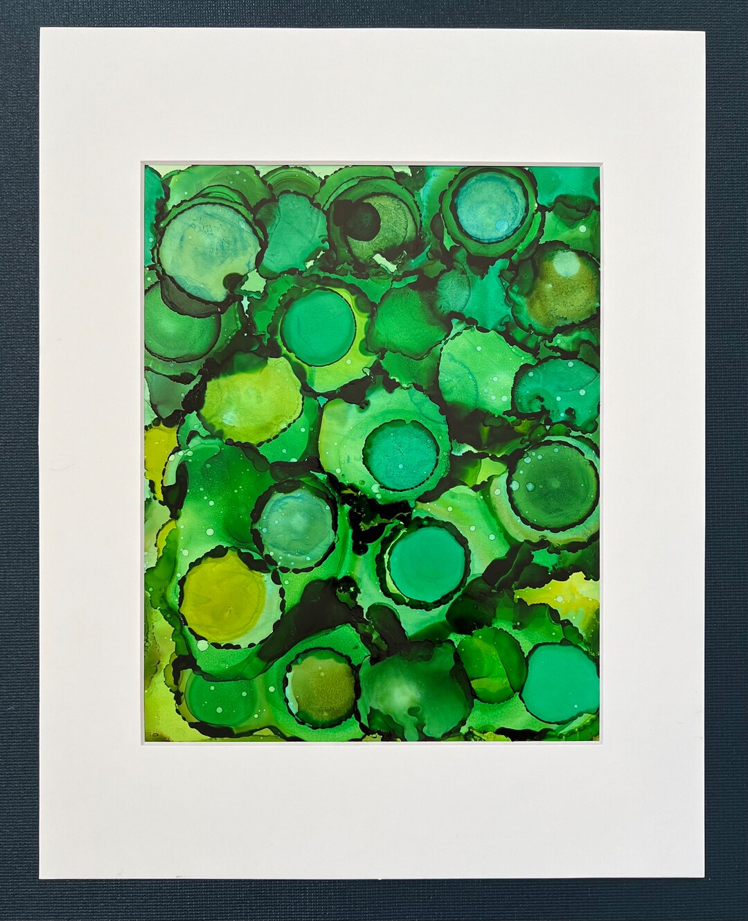 8 by 10 Inch Original Alcohol Ink green Tea Times 2 - Etsy